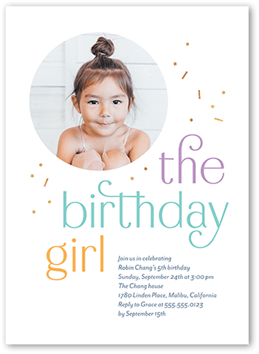 Splendid Sentiment Birthday Invitation, Purple, 5x7 Flat, Matte, Signature Smooth Cardstock, Square