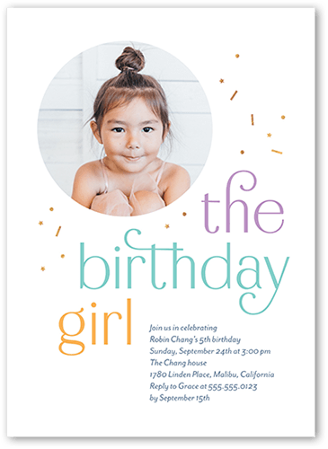 Splendid Sentiment Birthday Invitation, Purple, 5x7 Flat, Standard Smooth Cardstock, Square