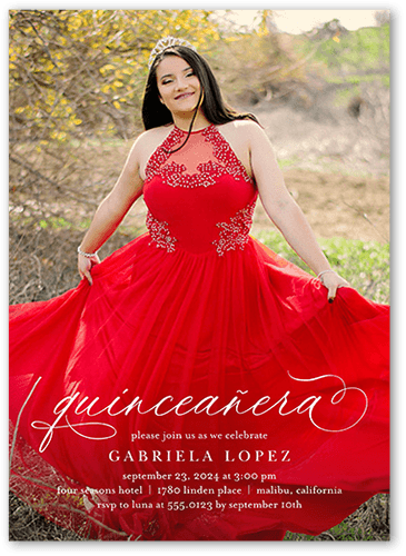 Elegant Essentials Birthday Invitation, White, 5x7 Flat, Pearl Shimmer Cardstock, Square, White