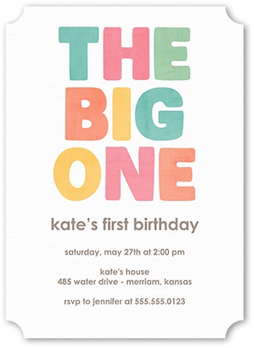 Boldly Bannered Birthday Invitation, White, 5x7 Flat, Matte, Signature Smooth Cardstock, Ticket