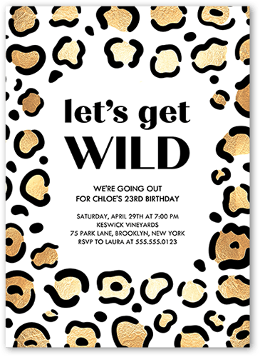 Get Wild Birthday Invitation, White, 5x7 Flat, Pearl Shimmer Cardstock, Square