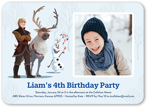 Disney Frozen Kristoff & Friends Birthday Invitation, Blue, 5x7 Flat, Standard Smooth Cardstock, Rounded