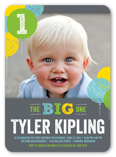 Chalk Balloons Boy First Birthday Invitation Shutterfly