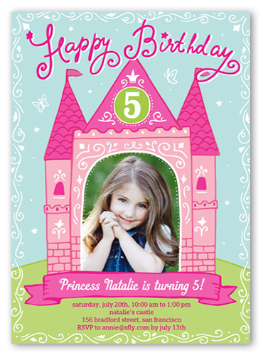 Princess Castle 5x7 Girls Birthday Invitations | Shutterfly