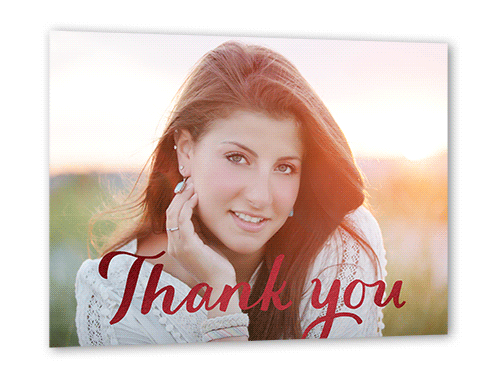 Luminous Gratitude Thank You Card, Red Foil, Matte, Signature Smooth Cardstock, Square