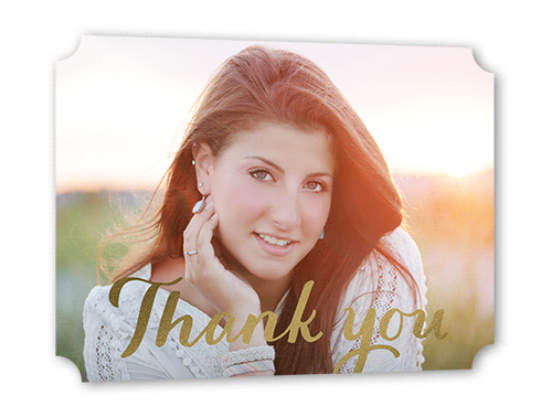 Luminous Gratitude Thank You Card, Gold Foil, Pearl Shimmer Cardstock, Ticket