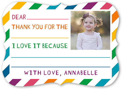 Multicolored Stripes Thank You Card, White, Matte, Signature Smooth Cardstock, Bracket