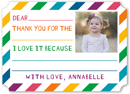 Multicolored Stripes Thank You Card, White, Matte, Signature Smooth Cardstock, Ticket