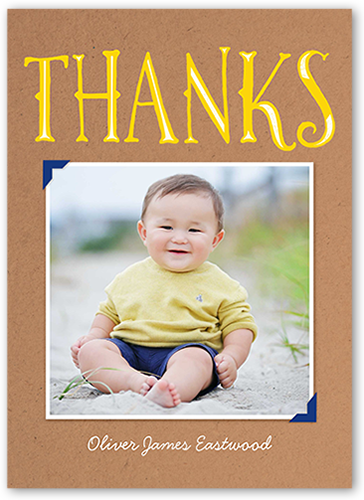 Big Thanks Frame Thank You Card, Yellow, Pearl Shimmer Cardstock, Square