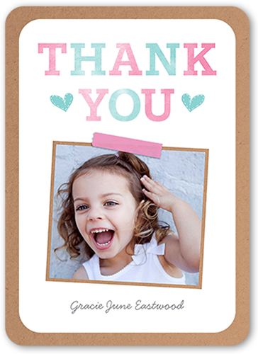 Fun Thanks Thank You Card, Pink, Standard Smooth Cardstock, Rounded
