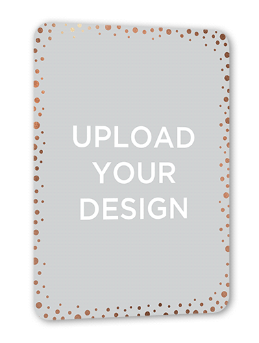 Upload Your Own Confetti Thank You Card, Rosegold Foil, Pearl Shimmer Cardstock, Rounded, rosegoldfoil