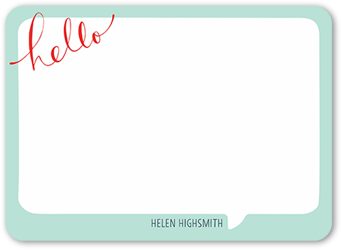 Bubble Hello Thank You Card, Green, Matte, Signature Smooth Cardstock, Rounded