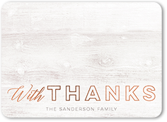 shimmering wooden gratitude thank you card 5x7 flat