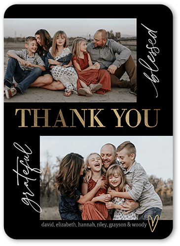 Blessed Fringe Thank You Card, Black, 5x7 Flat, Matte, Signature Smooth Cardstock, Rounded