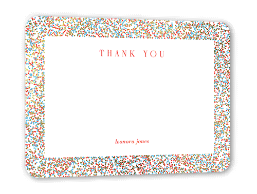 Filigree Frame Thank You Card, Orange, Gold Foil, 5x7 Flat, Pearl Shimmer Cardstock, Rounded