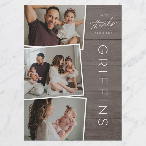 Gratitude Family Thank You Card, Brown, 5x7 Flat, Luxe Double-Thick Cardstock, Square