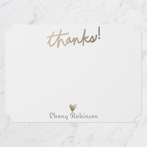 Appreciation Script Thank You Card, White, 5x7 Flat, Pearl Shimmer Cardstock, Ticket
