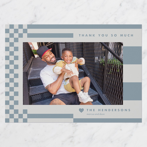 Funky Stripes Thank You Card, Blue, 5x7 Flat, Write Your Own Greeting, Matte, Signature Smooth Cardstock, Square, Blue