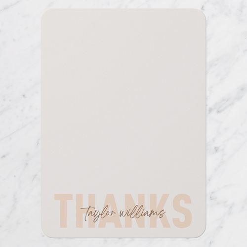 Layered Type Thank You Card, Beige, 5x7 Flat, Write Your Own Greeting, 100% Recycled Cardstock , Rounded