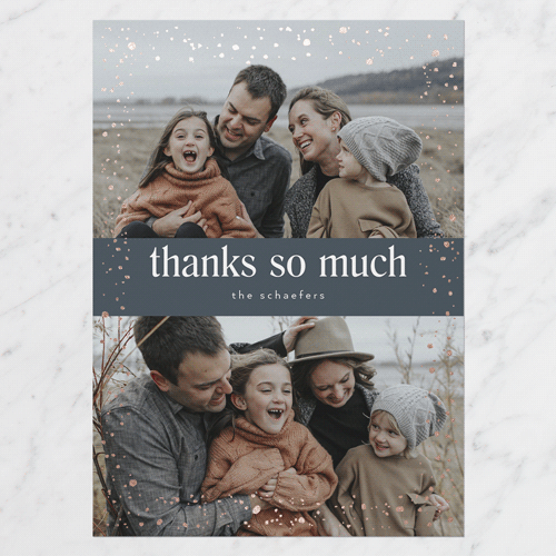 Grateful Confetti Thank You Card, Rose Gold Foil, Blue, 5x7 Flat, Write Your Own Greeting, Matte, Signature Smooth Cardstock, Square