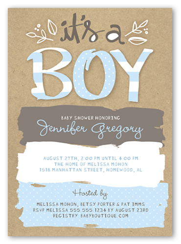 Pattern Shower Boy Baby Shower Invitation, Blue, Matte, Signature Smooth Cardstock, Square