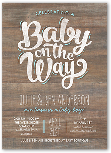 Baby Boy On The Way Baby Shower Invitation, Grey, Pearl Shimmer Cardstock, Square