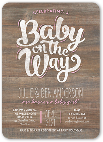 Baby Girl On The Way Baby Shower Invitation, Grey, Standard Smooth Cardstock, Rounded