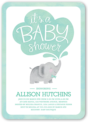 Little Elephant Boy Baby Shower Invitation, Blue, Matte, Signature Smooth Cardstock, Rounded