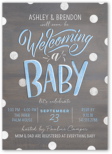 Amazing Type Boy Baby Shower Invitation, Grey, Pearl Shimmer Cardstock, Square