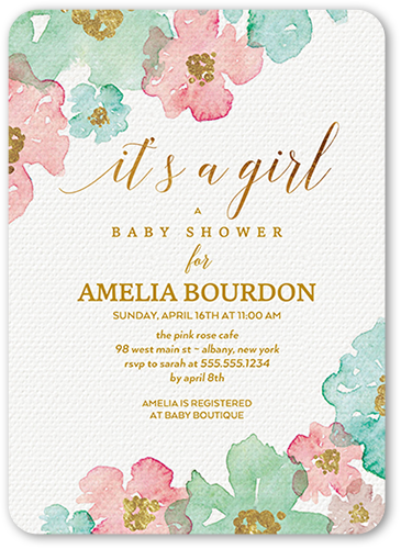 Blooming Floral Arrival Baby Shower Invitation, Beige, Matte, Signature Smooth Cardstock, Rounded