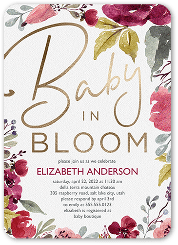 Baby in Bloom 5x7 Stationery Card by Sarah Hawkins Designs