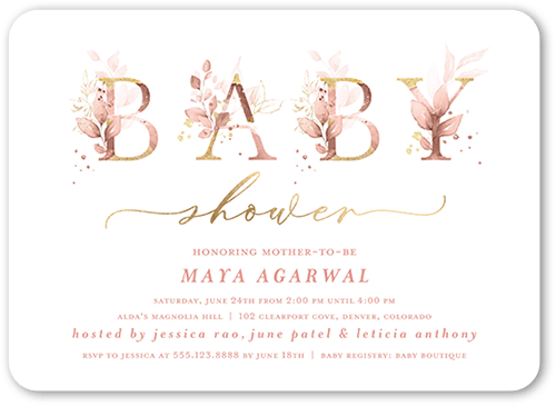 Watercolor Wonder Baby Shower Invitation, Rounded Corners