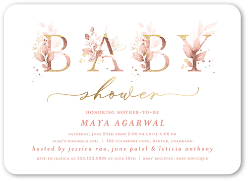 Watercolor Wonder Baby Shower Invitation, Pink, 5x7 Flat, Matte, Signature Smooth Cardstock, Rounded