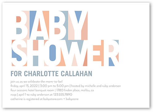 Bold Color Cube Baby Shower Invitation, Blue, 5x7 Flat, Pearl Shimmer Cardstock, Square