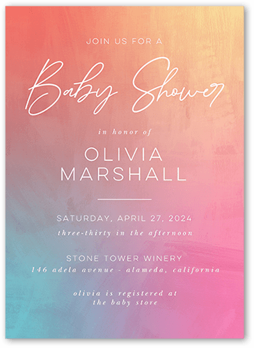 Brilliant Backsplash Baby Shower Invitation, Pink, 5x7 Flat, Luxe Double-Thick Cardstock, Square