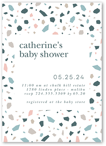Geometric Spatter Baby Shower Invitation, Grey, 5x7 Flat, 100% Recycled Cardstock , Square, Hemlock