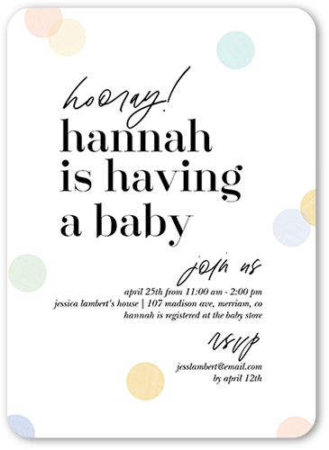 Gorgeous Moniker Baby Shower Invitation, White, 5x7 Flat, Standard Smooth Cardstock, Rounded