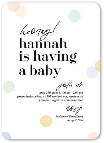 Gorgeous Moniker Baby Shower Invitation, White, 5x7 Flat, Pearl Shimmer Cardstock, Rounded