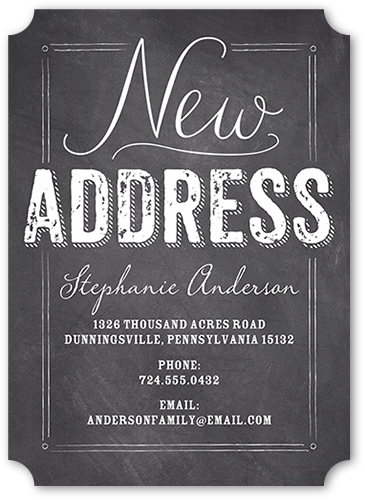 Chalkboard Home Moving Announcement, Grey, Matte, Signature Smooth Cardstock, Ticket