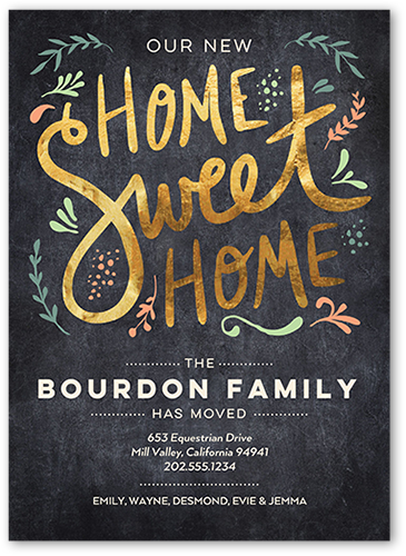 Elegant Sweet Home Moving Announcement, Black, Matte, Signature Smooth Cardstock, Square