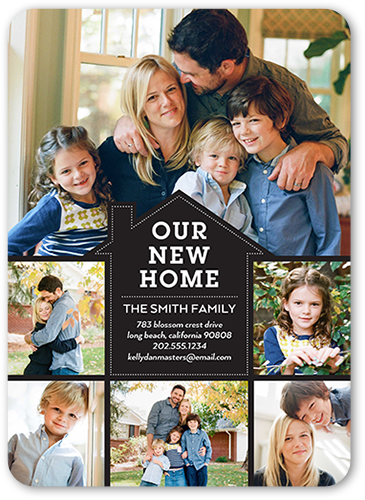 New Home Collage Moving Announcement, Black, Matte, Signature Smooth Cardstock, Rounded
