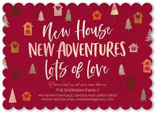 Forest Adventures Moving Announcement, Red, 5x7, Matte, Signature Smooth Cardstock, Scallop