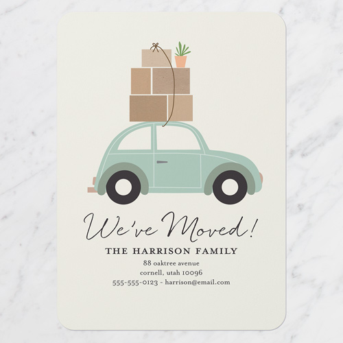 Packed Up Moving Announcement, Green, 5x7 Flat, Standard Smooth Cardstock, Rounded