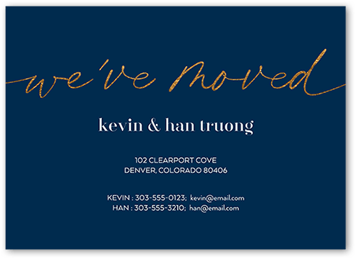 Modern Move Moving Announcement, Blue, 5x7 Flat, Luxe Double-Thick Cardstock, Square