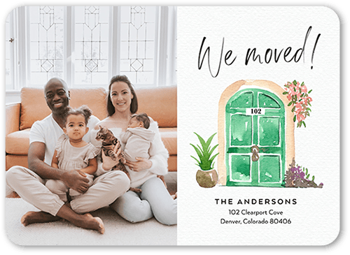 Painterly Passage Moving Announcement, White, 5x7 Flat, Standard Smooth Cardstock, Rounded, White