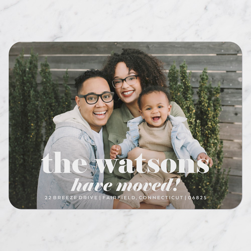 Family Feature Moving Announcement, White, 5x7 Flat, Matte, Signature Smooth Cardstock, Rounded, White