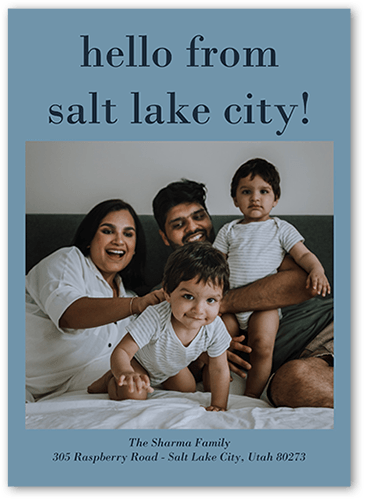 Hello From Moving Announcement, Blue, 5x7 Flat, Write Your Own, Luxe Double-Thick Cardstock, Square, Marine