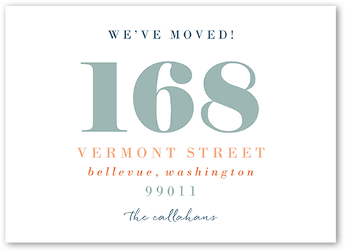 Astounding Address Moving Announcement, White, 5x7 Flat, Write Your Own Greeting, Luxe Double-Thick Cardstock, Square, White