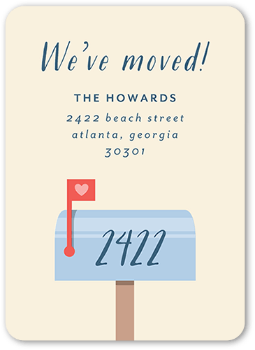 Mailbox Moved Moving Announcement, Beige, 5x7 Flat, Write Your Own, Pearl Shimmer Cardstock, Rounded