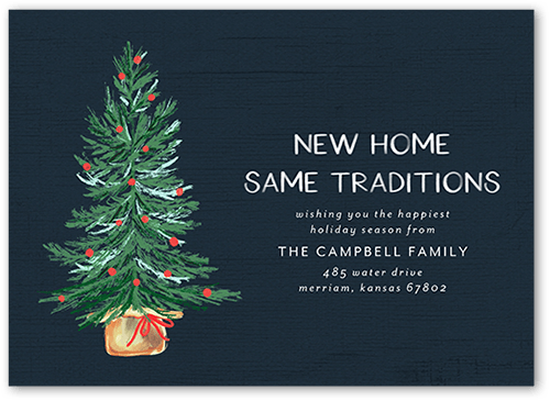 Tranquil Tree Moving Announcement, Blue, 5x7 Flat, Standard Smooth Cardstock, Square